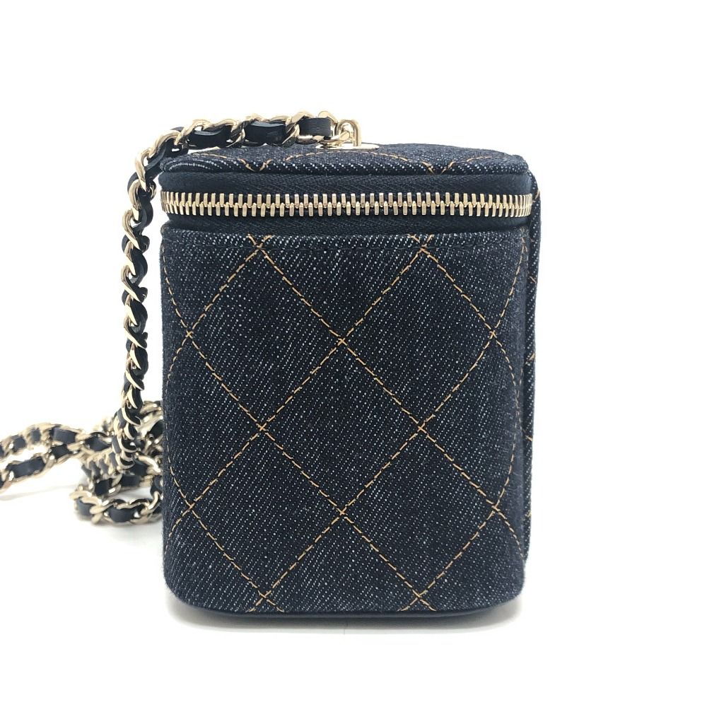 Chanel Shoulder Bag CC Mark Quilted Vanity Denim Blue — view 3