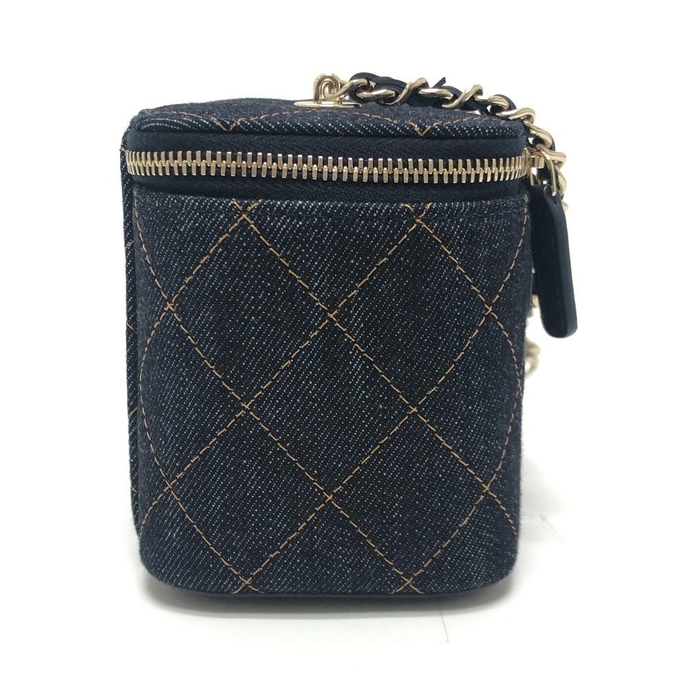 Chanel Shoulder Bag CC Mark Quilted Vanity Denim Blue — view 4