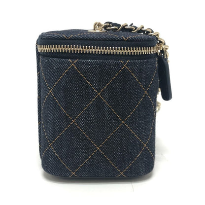 Chanel Shoulder Bag CC Mark Quilted Vanity Denim Blue — view 4