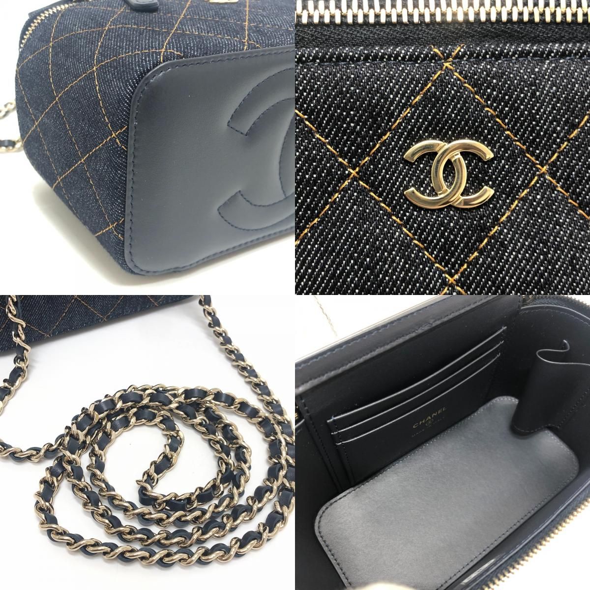 Chanel Shoulder Bag CC Mark Quilted Vanity Denim Blue — view 7