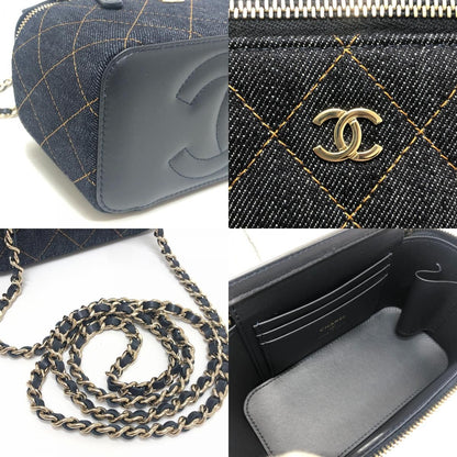 Chanel Shoulder Bag CC Mark Quilted Vanity Denim Blue — view 7