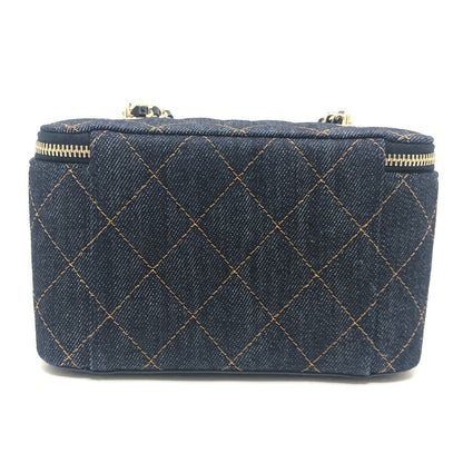 Chanel Shoulder Bag CC Mark Quilted Vanity Denim Blue — view 2