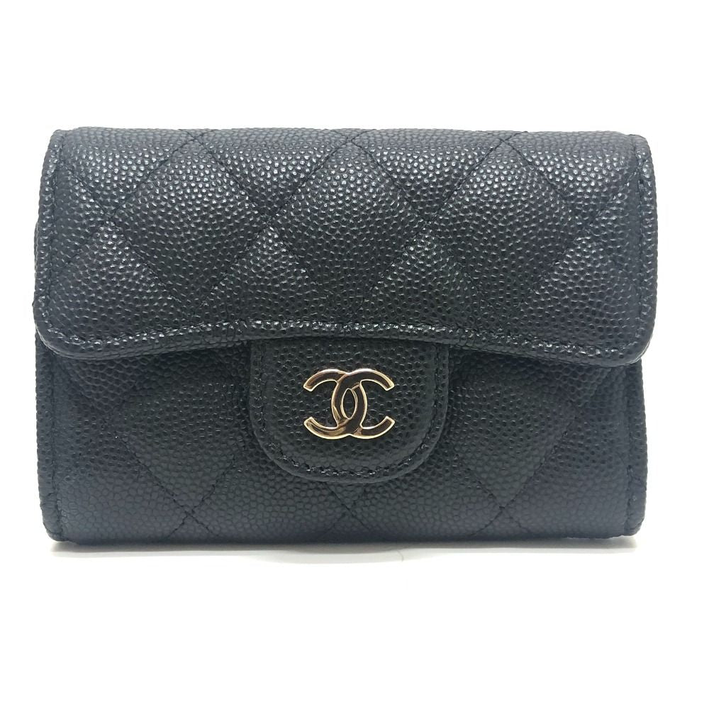 Chanel Key Case CC Mark Quilted Classic Caviar Leather Black Key Holder