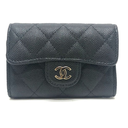 Chanel Key Case CC Mark Quilted Classic Caviar Leather Black Key Holder