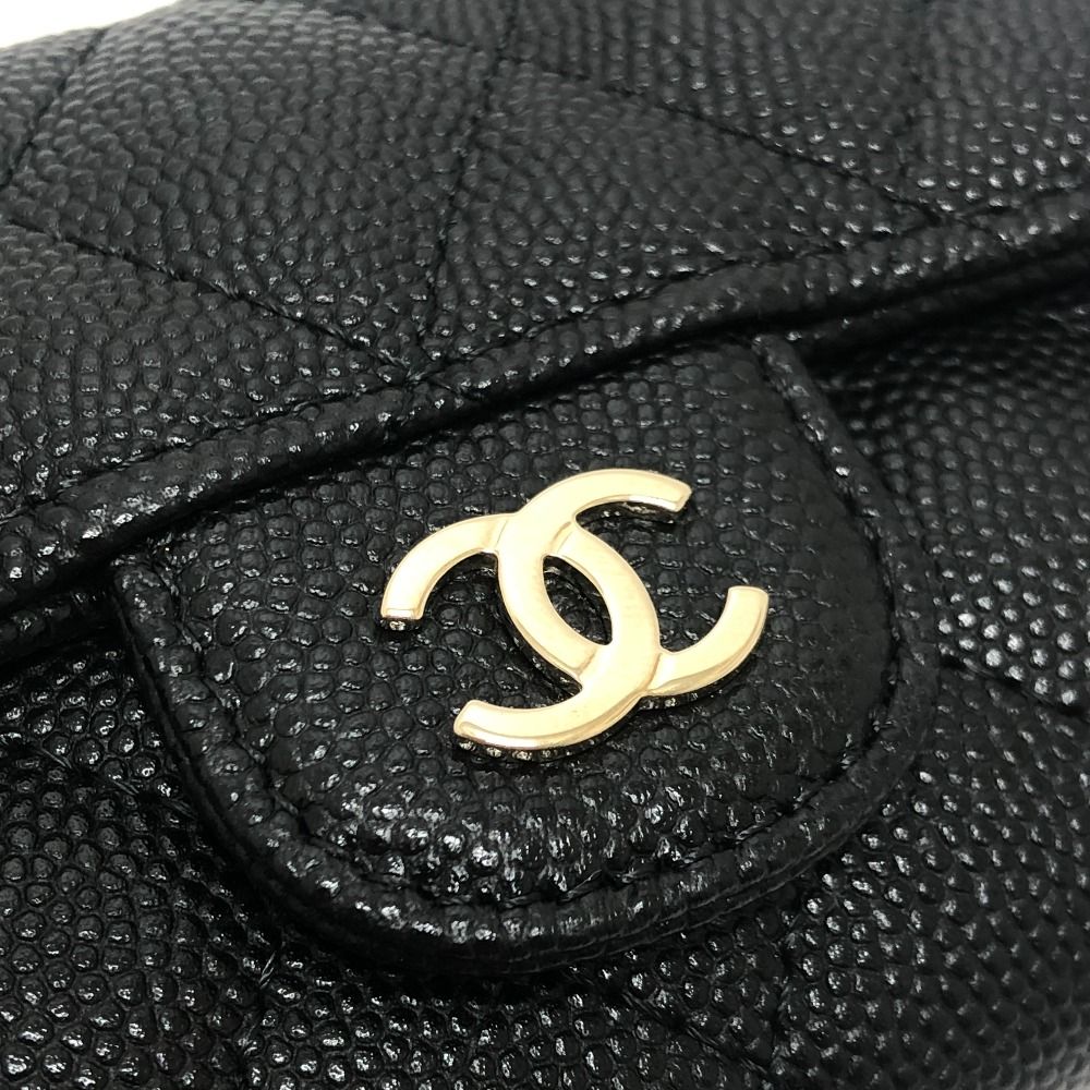 Chanel Key Case CC Mark Quilted Classic Caviar Leather Black Key Holder — view 5