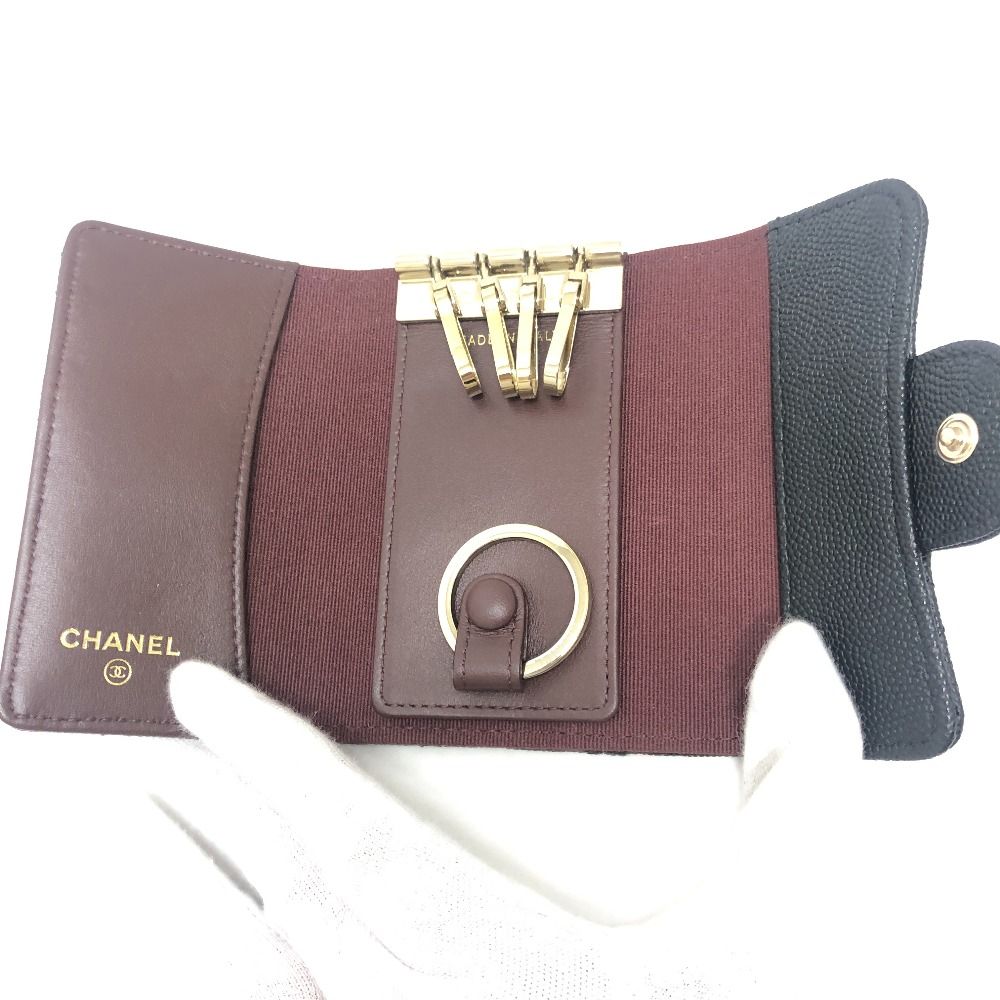 Chanel Key Case CC Mark Quilted Classic Caviar Leather Black Key Holder — view 6