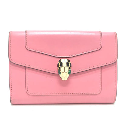 Bvlgari Bifold Wallet Serpenti Leather Pink