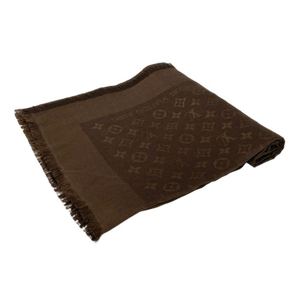 Louis Vuitton Shawl Monogram Chocolat Wool Silk Scarf