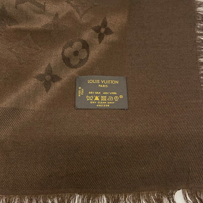 Louis Vuitton Shawl Monogram Chocolat Wool Silk Scarf — view 3