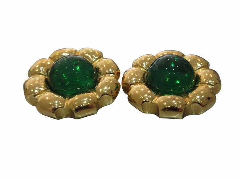 Chanel Vintage Earrings Gripoix Green — view 2