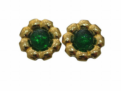 Chanel Vintage Earrings Gripoix Green