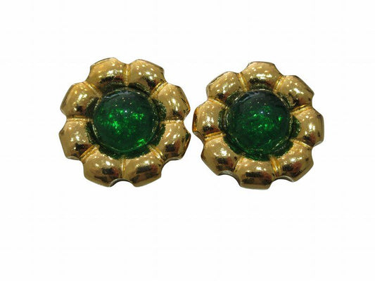 Chanel Vintage Earrings Gripoix Green