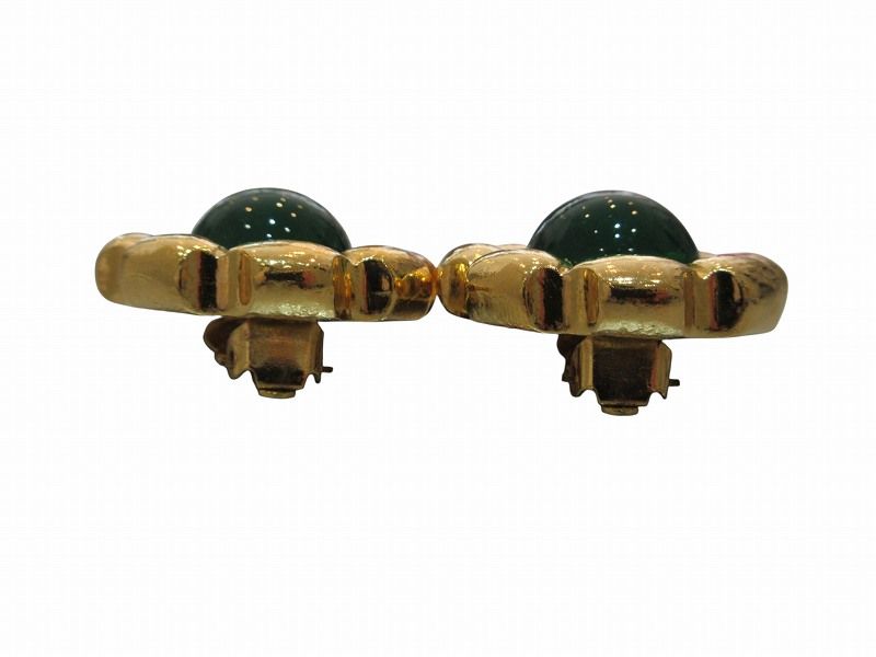 Chanel Vintage Earrings Gripoix Green — view 3