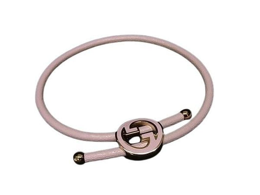 Gucci Bracelet Lacquer Finish Round Interlocking G Pink Gold Leather Metal