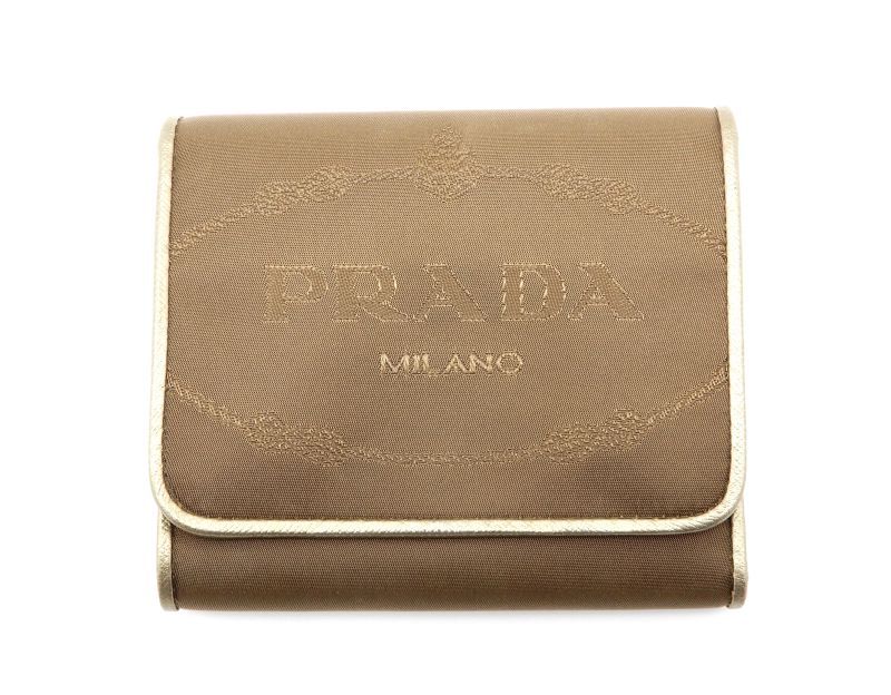 Prada Trifold Wallet Nylon Blanc Gold