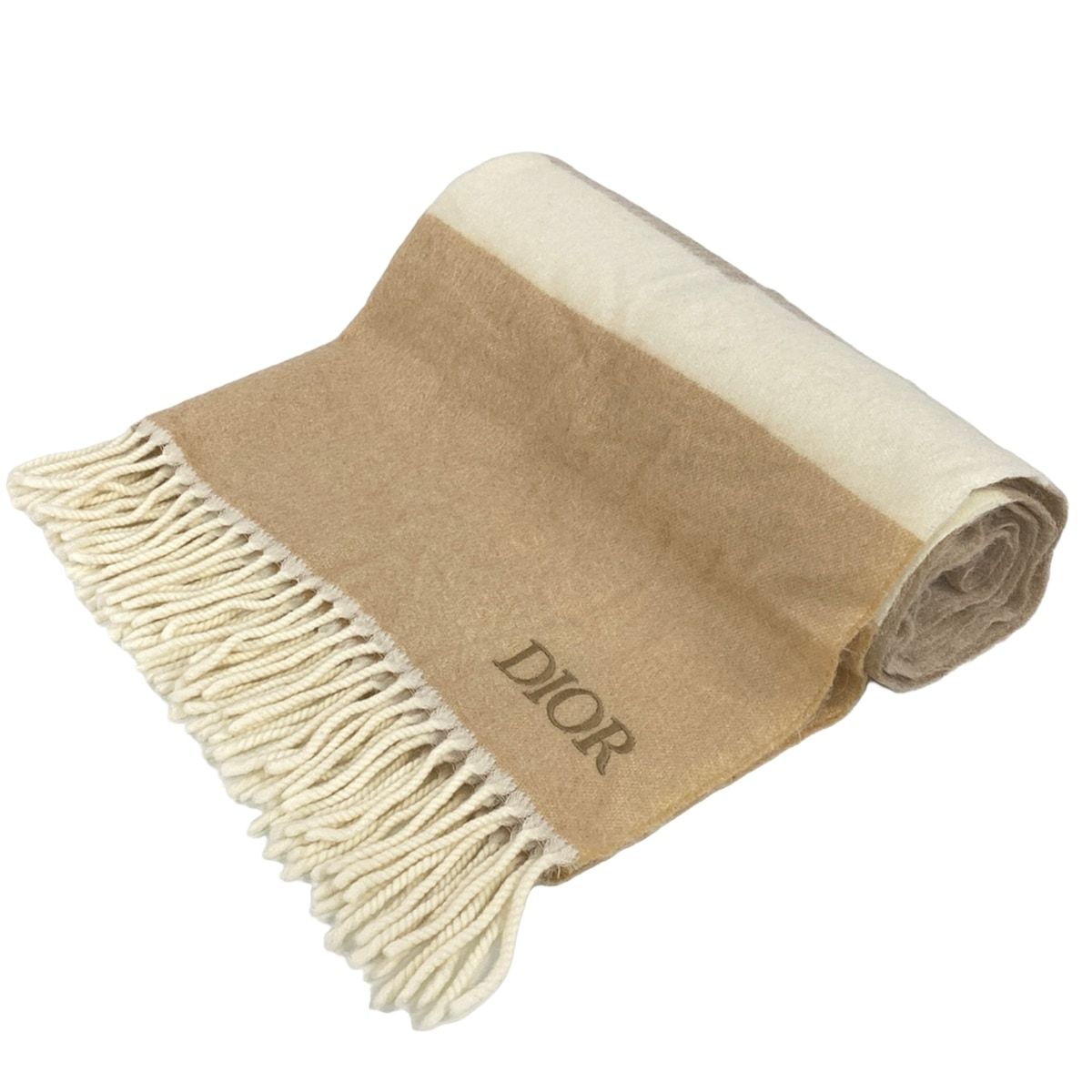 Dior Shawl Beige Ivory Light Brown Wool Alpaca Scarf