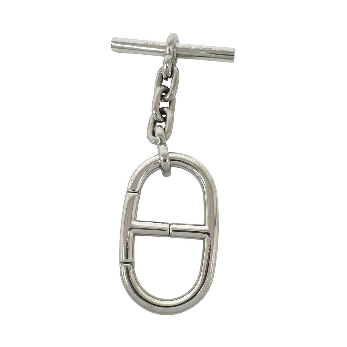 Hermes Chaine D'ancre Key Ring Logo Stamp Metal Key Holder Silver — view 4
