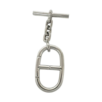 Hermes Chaine D'ancre Key Ring Logo Stamp Metal Key Holder Silver — view 4