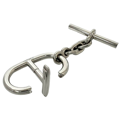 Hermes Chaine D'ancre Key Ring Logo Stamp Metal Key Holder Silver — view 3