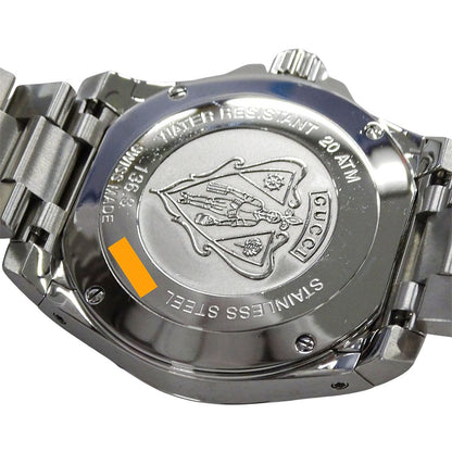 Gucci Clock Dive Date Quartz Stainless SS 136.3 Silver Black Watch — view 7