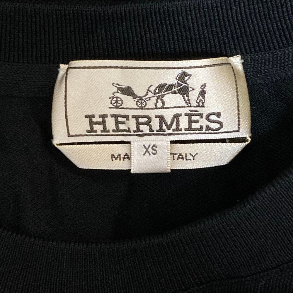 Hermes H Logo Embroidery Pique Short Sleeve T-Shirt Black Spring Summer XS — view 4