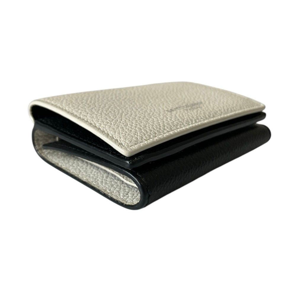 Saint Laurent Paris Leather Compact Tiny Wallet Bicolor White Black — view 2