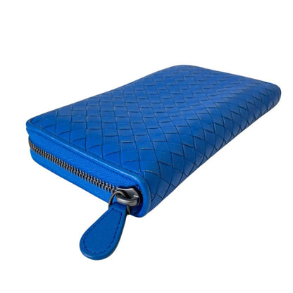Bottega Veneta Intrecciato Leather Zip Around Wallet Blue — view 2