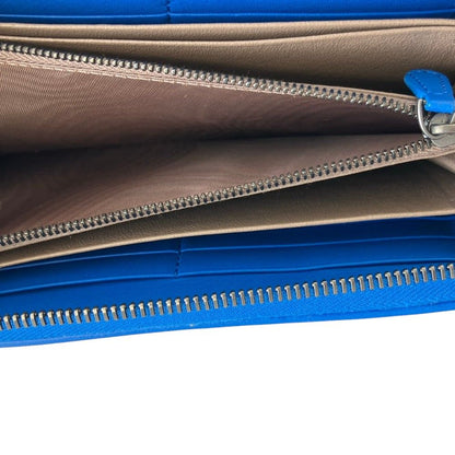 Bottega Veneta Intrecciato Leather Zip Around Wallet Blue — view 8