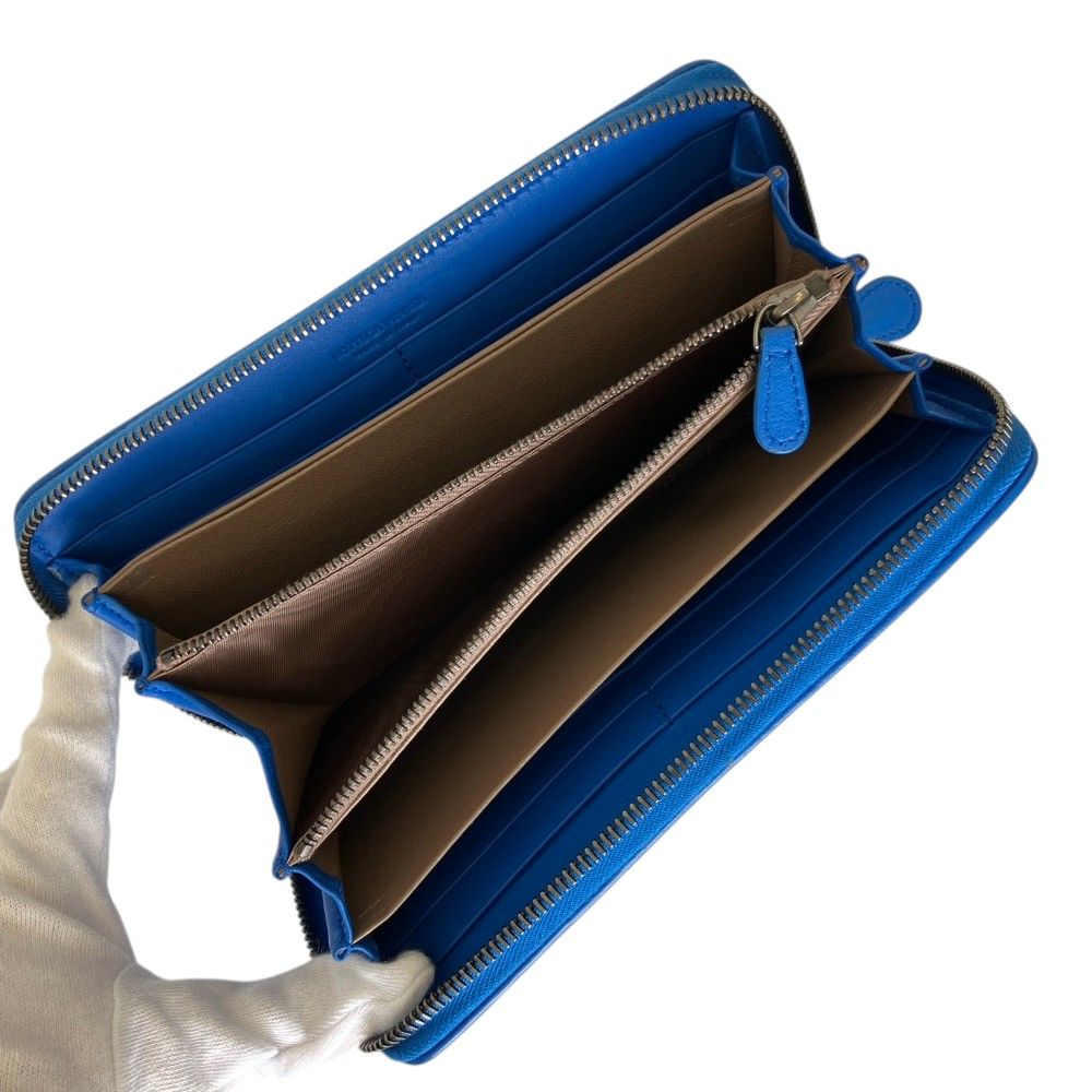 Bottega Veneta Intrecciato Leather Zip Around Wallet Blue — view 6
