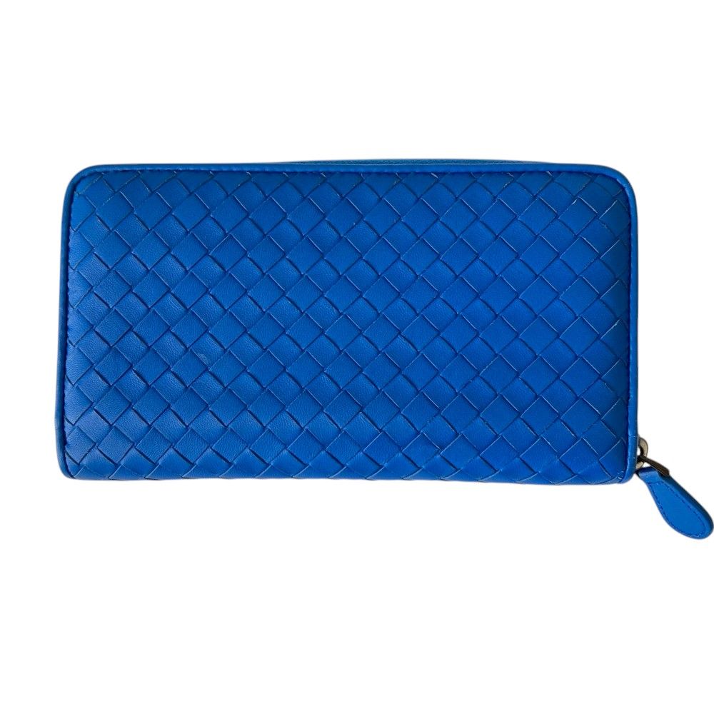 Bottega Veneta Intrecciato Leather Zip Around Wallet Blue — view 4
