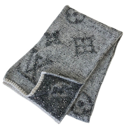 Louis Vuitton Monogram Sequin Mohair Knit Scarf Gray Sweater