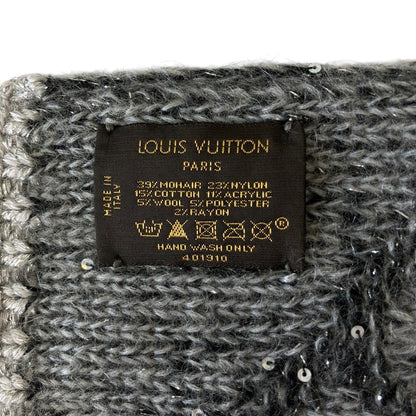 Louis Vuitton Monogram Sequin Mohair Knit Scarf Gray Sweater — view 6