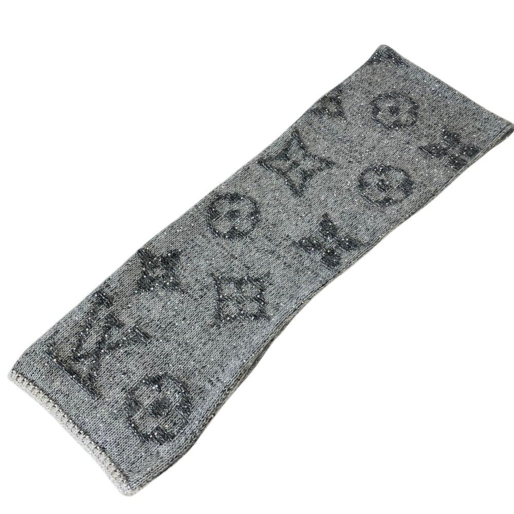 Louis Vuitton Monogram Sequin Mohair Knit Scarf Gray Sweater — view 2