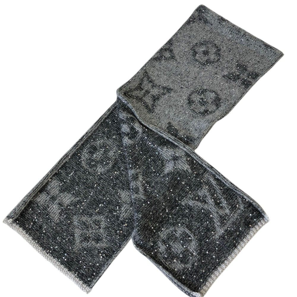 Louis Vuitton Monogram Sequin Mohair Knit Scarf Gray Sweater — view 3