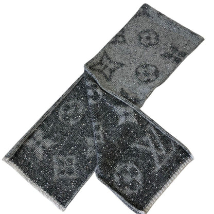 Louis Vuitton Monogram Sequin Mohair Knit Scarf Gray Sweater — view 3