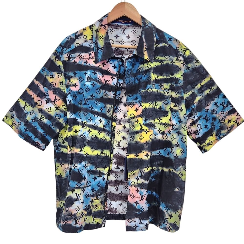 Louis Vuitton Monogram Tie Dye Short Sleeve Shirt Blue Multicolor Spring L — view 3