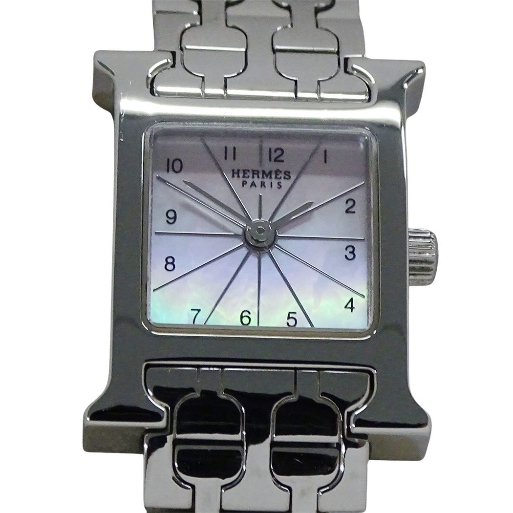 Hermes Watch H Mini Pink Shell Quartz Stainless Steel Silver — view 2