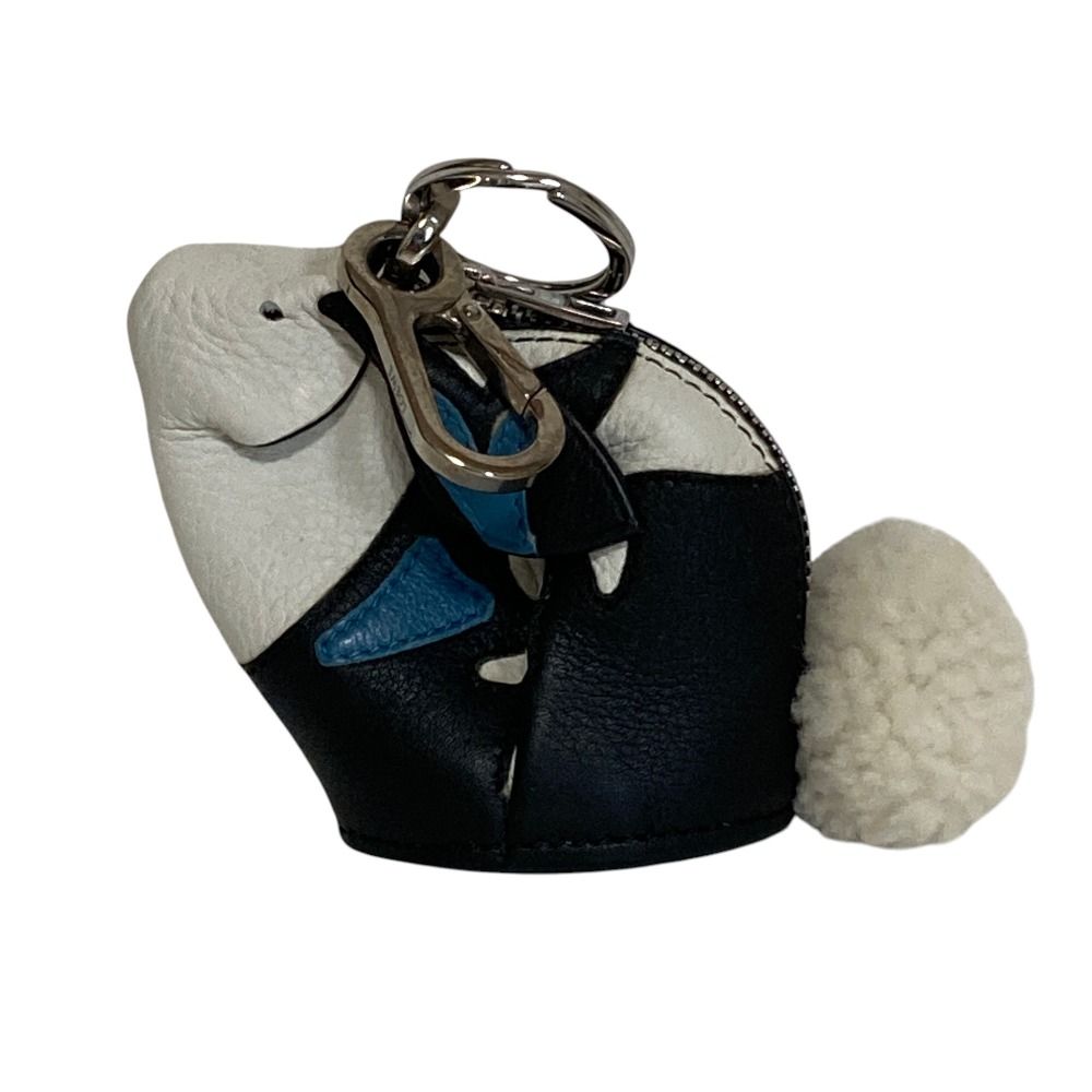 Loewe Leather Bunny Charm Coin Purse Black White