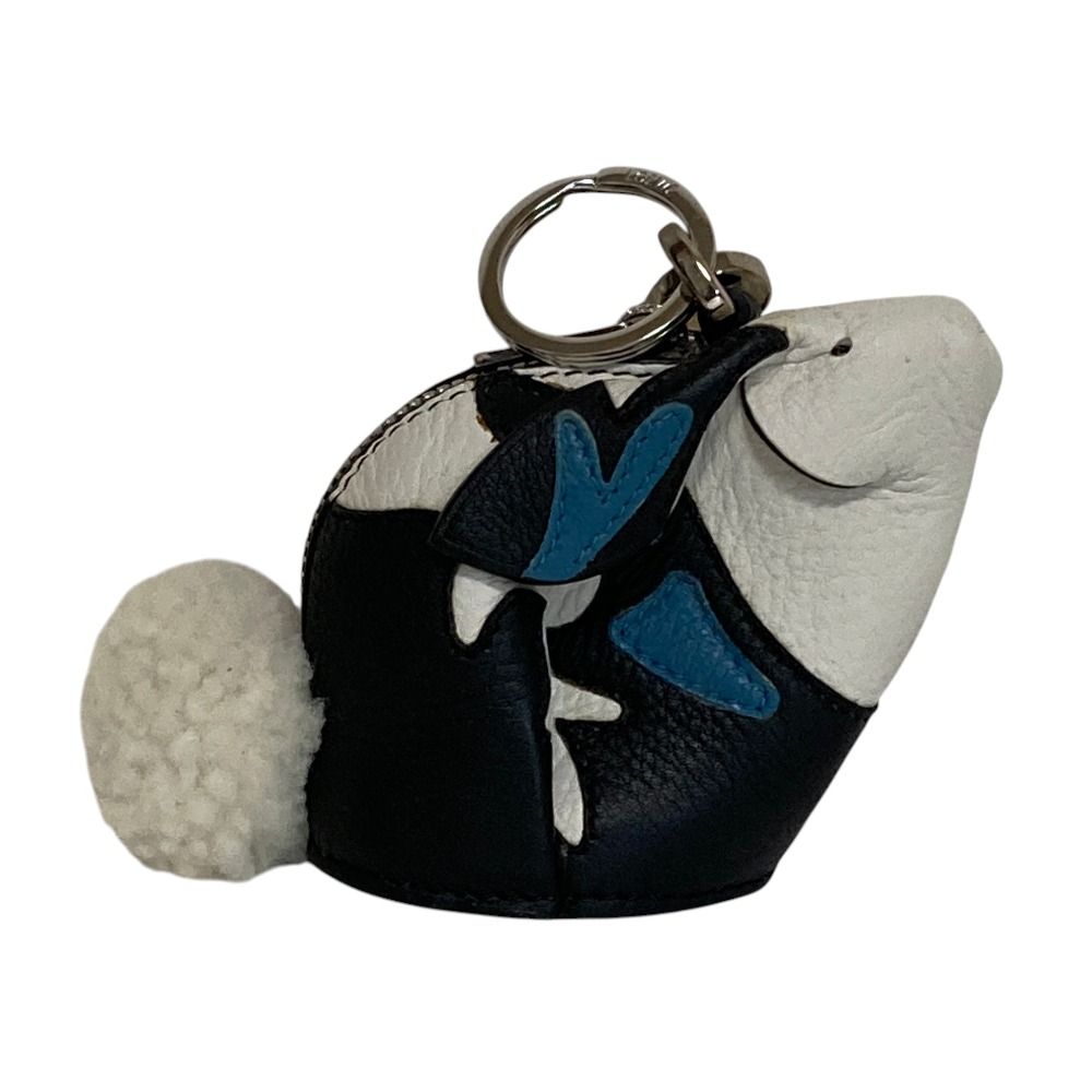 Loewe Leather Bunny Charm Coin Purse Black White — view 3