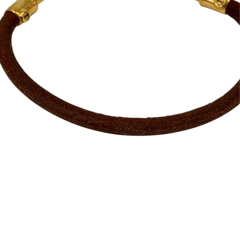 Hermes Jumbo Leather Bracelet Brown Gold Colored — view 3