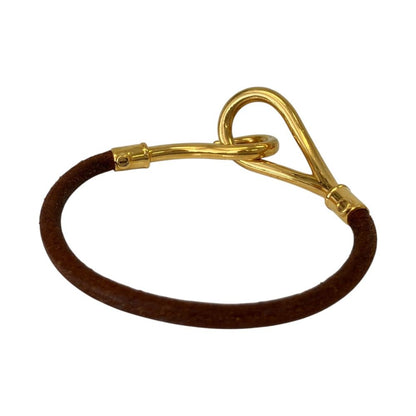 Hermes Jumbo Leather Bracelet Brown Gold Colored — view 2
