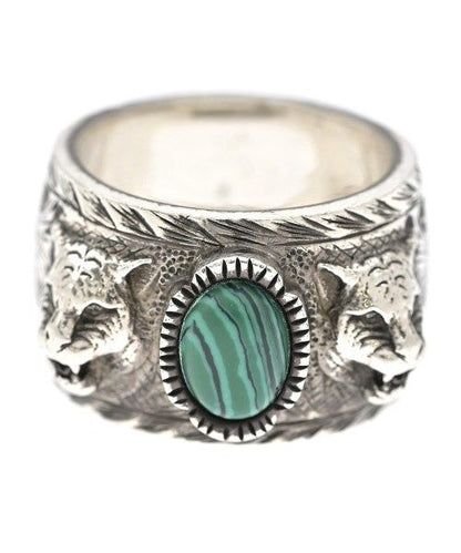 Gucci Cat Head Malachite Ring Sterling Silver 925