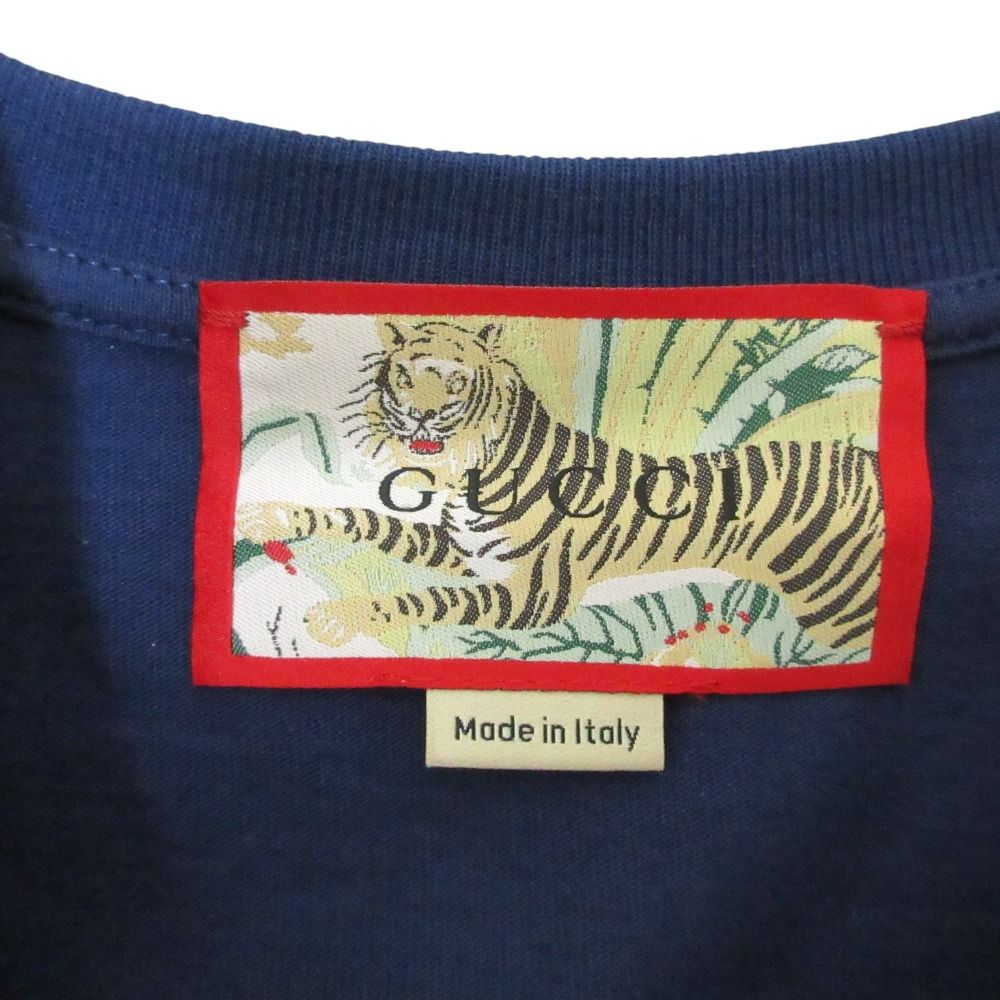 Gucci Tiger Print Short Sleeve T-Shirt Navy Spring Summer XS — view 5