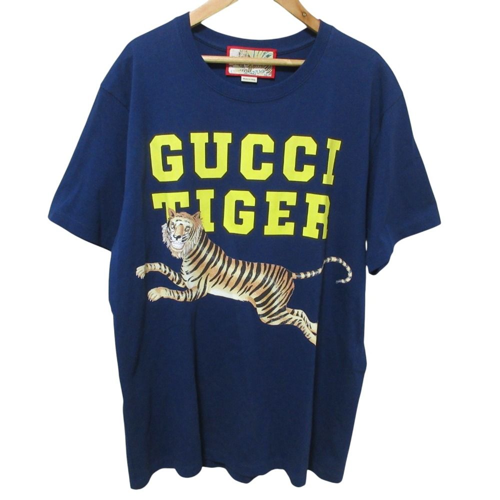 Gucci Tiger Print Short Sleeve T-Shirt Navy Spring Summer XS