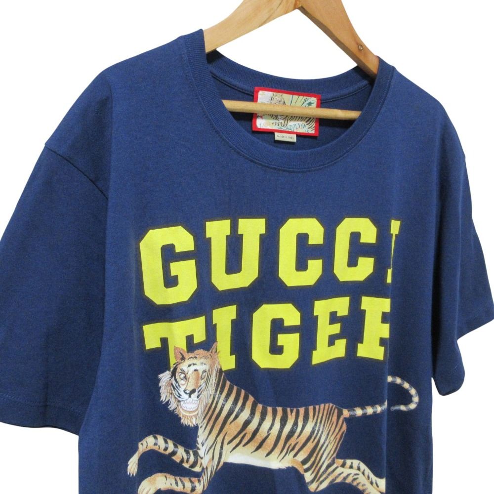 Gucci Tiger Print Short Sleeve T-Shirt Navy Spring Summer XS — view 3