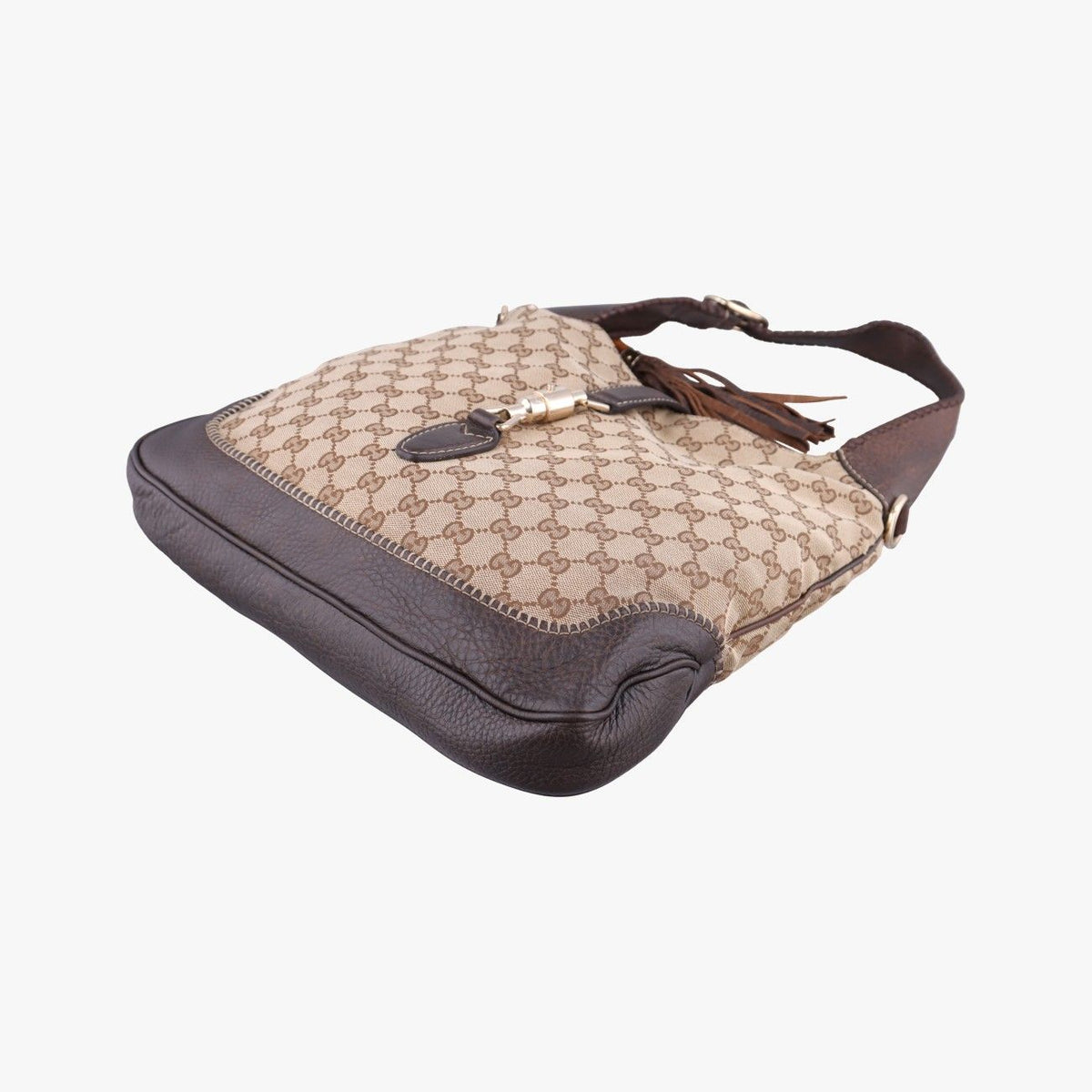 Gucci New Jackie Beige Brown Canvas Leather Shoulder Bag — view 4