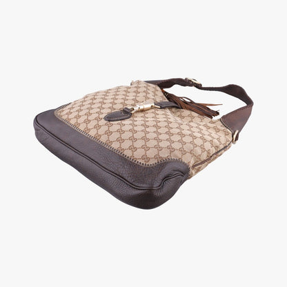 Gucci New Jackie Beige Brown Canvas Leather Shoulder Bag — view 4
