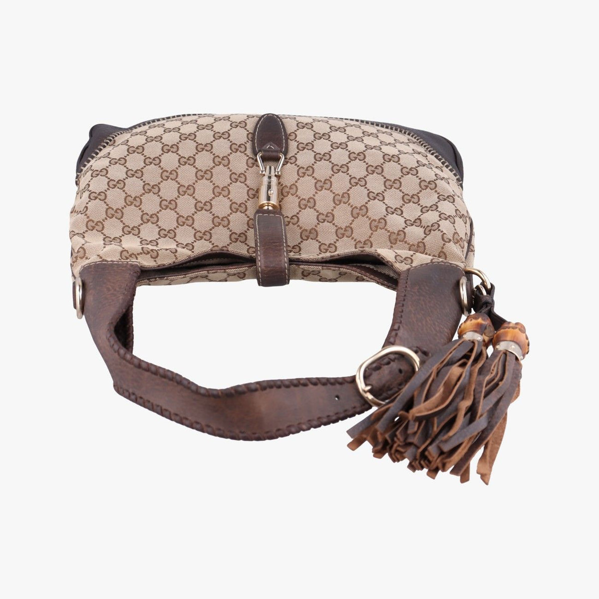 Gucci New Jackie Beige Brown Canvas Leather Shoulder Bag — view 8