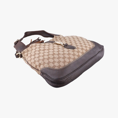Gucci New Jackie Beige Brown Canvas Leather Shoulder Bag — view 5