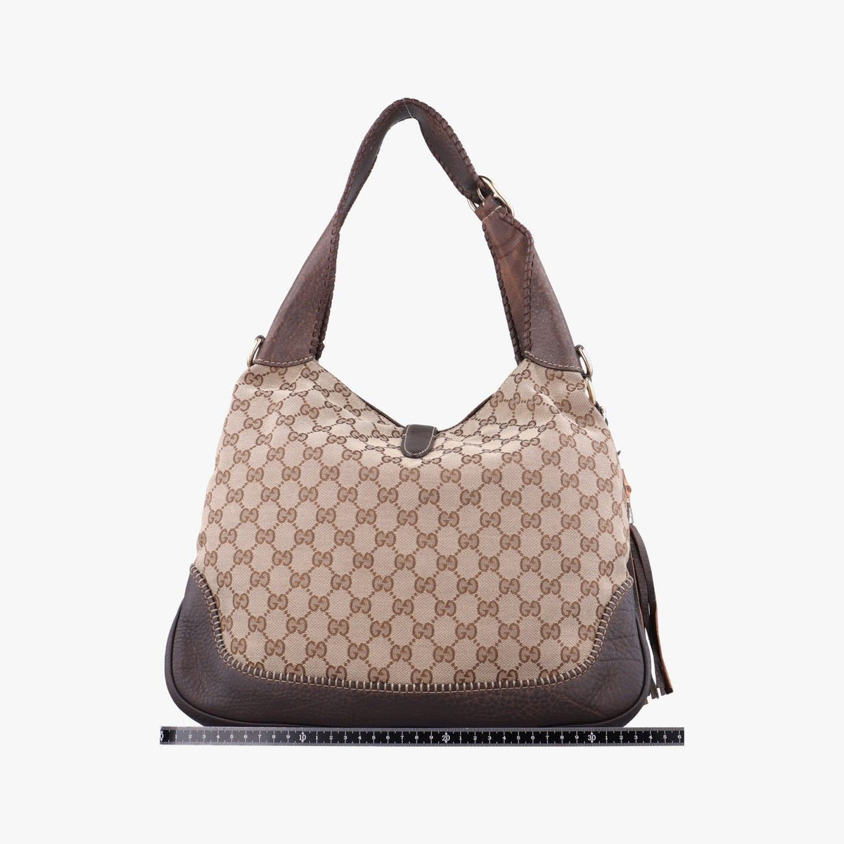 Gucci New Jackie Beige Brown Canvas Leather Shoulder Bag — view 2